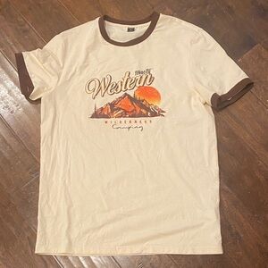 SHEIN Cream and Brown Western Graphic Tee